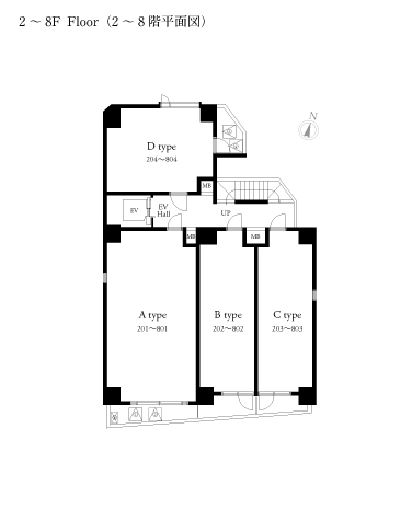 2～8F Floor（2～8階平面図）